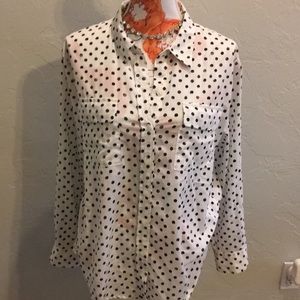 White blouse with black dots